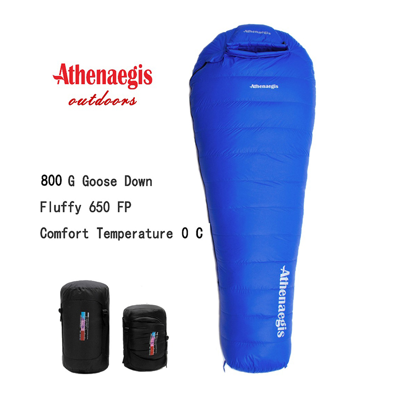 Athenaegis-초경량 편안한 방수 화이트 구스다운 필링 침낭, 800g, 접합 가능